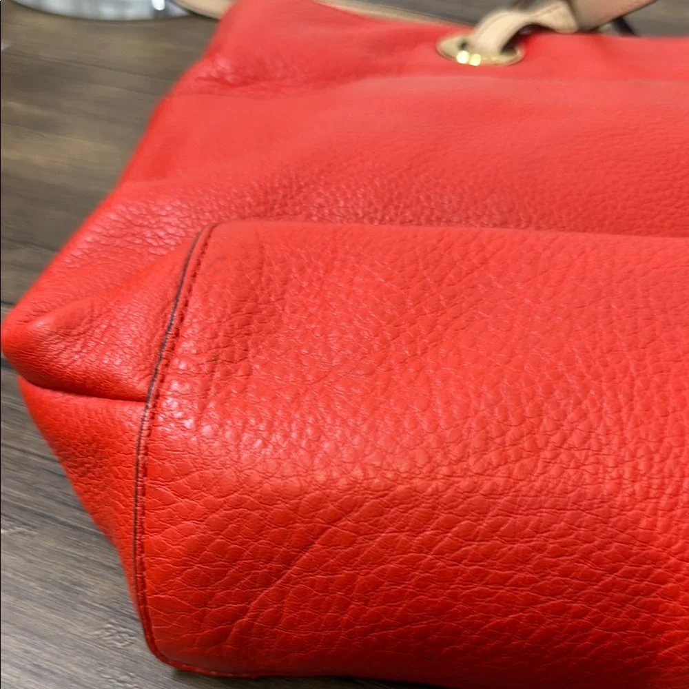 Michael Kors orange and Cream Tote with Metal Hardware